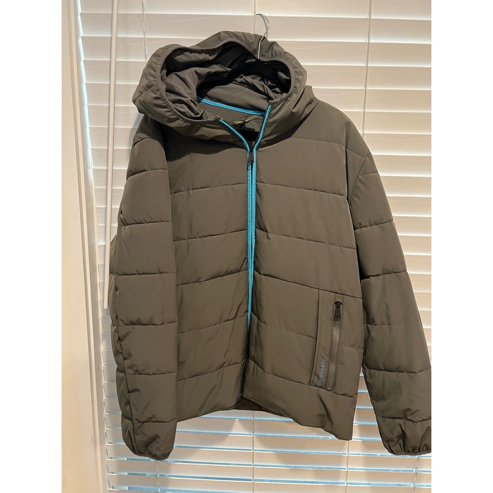 Cole Haan ZeroGrand Packable Insulated Puffer Jacket XXL Mens Gray Blue‎ Trim